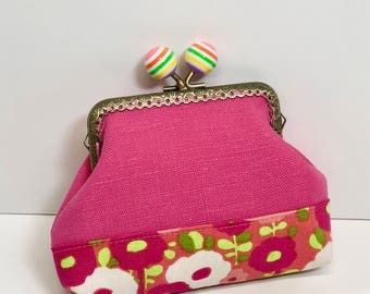Rainbow Ball Kisslock Coin Purse in Pink