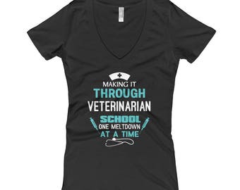 Veterinarian School Women's V-Neck T-shirt, Veterinarian T-Shirt, Vet School TShirt, Vet V T-Shirt