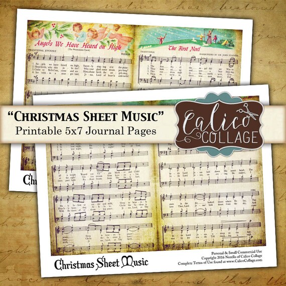 Christmas Sheet Music Journal Pages Printable Ephemera