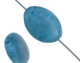 10 Pieces Czech Glass Flat Oval - BLUE MARBLE 16x11mm (PG232501)