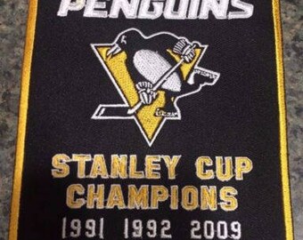 Pittsburgh Penguins Stanley Cup Champions Banner Patch Dynasty 5X Champs 5 x 7