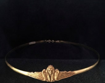 Sphynx and Snakes on Braided Brass Band Circlet Headpiece