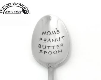 Mom's Peanut Butter Spoon, Easter Gifts For Mom From Kids, For Wife, Hand Stamped Birthday Gift Anniversary Gift For Girlfriend Mother's Day