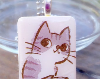 Shelter Kitty Game Tile Pendant Necklace