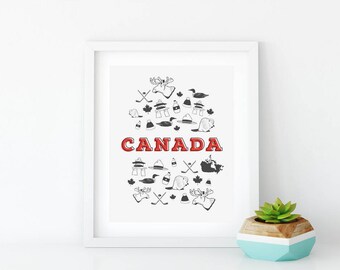 Canada 150 | Canada Wall Art for Living Room | Illustration Print | 8x10 Graphic Art Print | Canada Art Print | Illustration | Canada Print