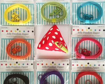 Lecien Jelly Freedom Zipper, sliders and triangle purse pattern - by the zipper 1 per package - choose a color