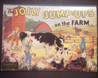 Vintage pop-up book, Jolly Jump-Ups book, On the Farm book, 1940's pop-up book, vintage children's book, vintage book, 1940s childs book.