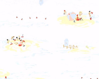 Heather Ross - Munki Munki Fabric - Beach on Poplin - OOP Out Of Print - Very Hard To Find Rare