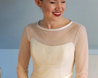 Ivory Spot Tulle Dress Topper