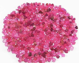 Pink Sapphire gemstone pieces - tumbled raw rough stone crystal - heated - tiny pebble chip sand bright light pink - orgone corundum *C3