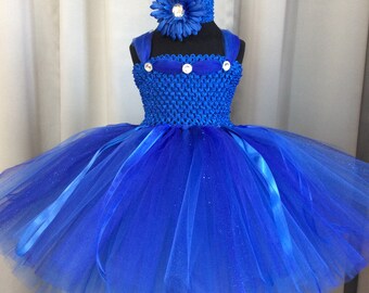 Terry Stuff Dress For Newborn Baba In Royal Blue Color