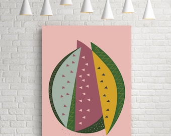 Modern abstract print, mid century modern art, mid century print, modern art, kitchen print, modern art print, modern wall art, watermelon