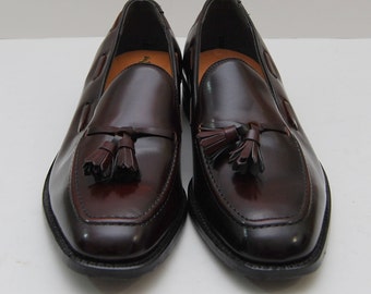NOS new vintage mens size 10 leather oxblood tassel loafers