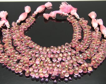 4pcs - natural mystic pink topaz faceted drop sized 6 by 9mm