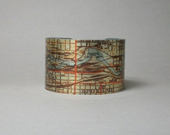 Cuff Bracelet Spokane Washington Map Unique Gift for Men or Women