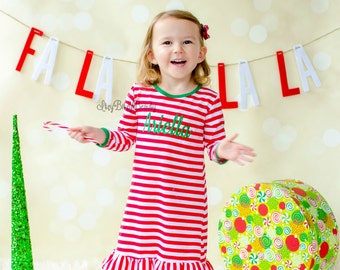 girls christmas nightgown night gown ruffle dress christmas pajamas red and white stripe embroidered dress christmas dress - Girls Christmas Nightgowns girls christmas nightgown night gown ruffle dress christmas pajamas red and white stripe embroidered dress christmas dress - Girls Christmas Nightgowns