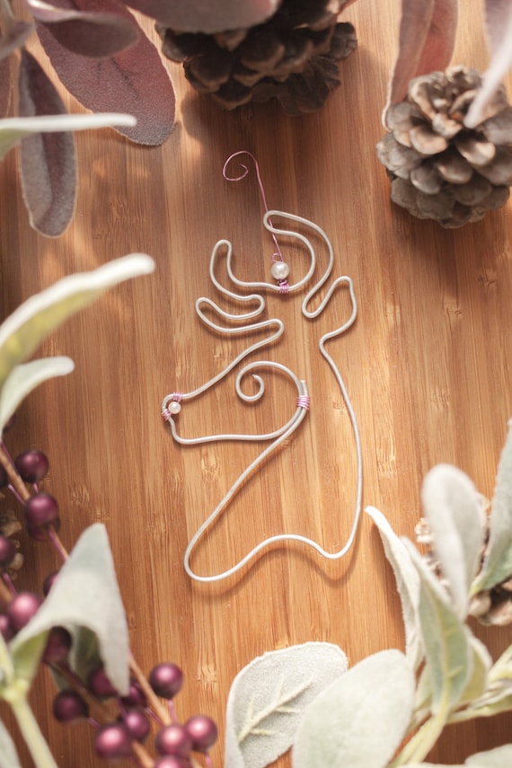 Items similar to Wire Christmas Ornament Wire Reindeer, Handmade