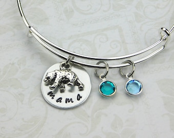 Mama Bear Bracelet, Mama Bear Jewelry, Mother's Day Gift, Child's Birthstone Bracelet, Mom's Birthday, New Mom , Mom Charm Bracelet