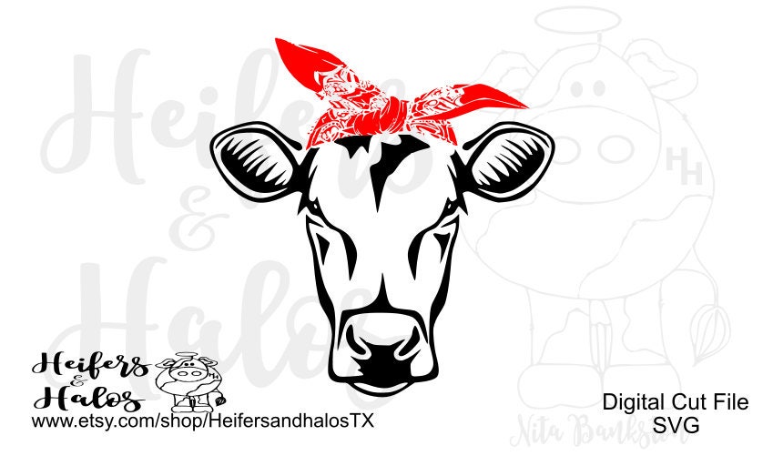 Download Simple cut cow with bandana this listing is svg only