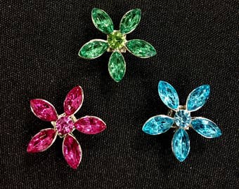 Rhinestone flower shoelace charms