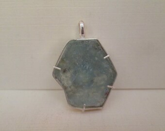 Aquamarine Slice Pendant in Sterling Silver