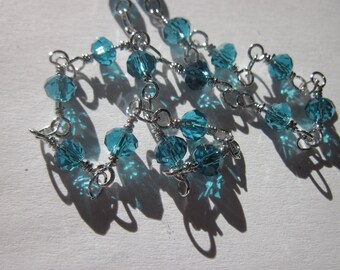 0.20 m silver plated chain with glass beads blue (U1)