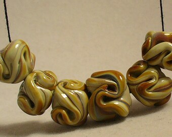 Lampwork beads/SRA lampwork/beads/ nuggets/fall/organic/twisted/colorful/sculptural/