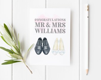 Mr & Mrs Wedding Card, Personalized Wedding Card, Congratulations Wedding Card, Newly Married Couple Greeting Card, Personalised Wedding