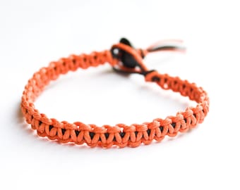 Orange and Black Friendship Bracelet Hemp Stackable