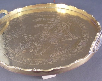 SALE Antique Chinese Brass Tray 1920s Chinese Export SALE