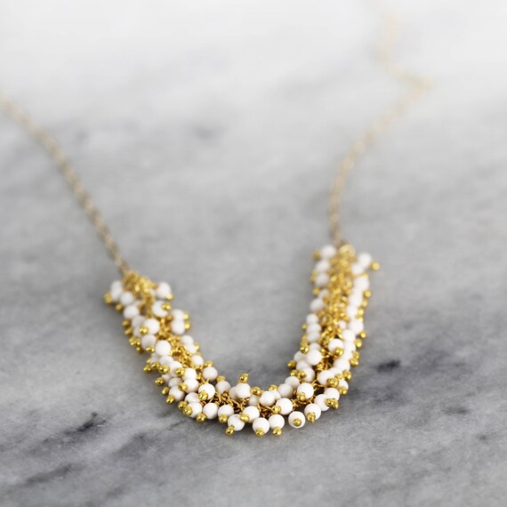 White Turquoise Necklace - Gemstone Cluster Necklace