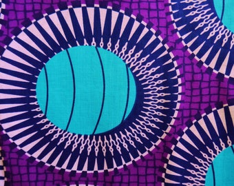 Purple and Turquoise Oval Patter African Wax Print