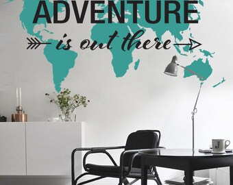 adventure is out there world map decal large world map vinyl wall sticker