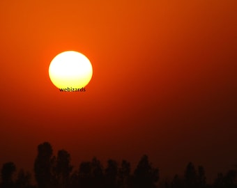 Sunset with orange reddish sky