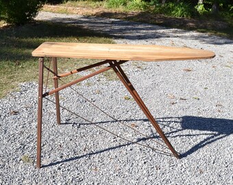 Vintage Wooden Ironing Board Rustic Primitive Decor Shelving Country Farmhouse Laundry Room Folding Table Panchosporch