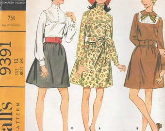 Vintage 1960s McCall's Sewing Pattern 9391 - Misses' Front Yoked Dress size 12 bust 34 uncut