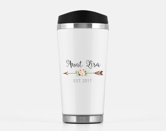 Aunt Travel Mug, Custom Mug, Gifts for Aunts, Aunt Gift, New Aunt Gift, Aunt To be, Personalized Mug, Sister Gift, Sister Mug, Pregnancy Mu