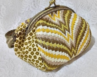 Evening Embroidery Kisslock Bag Clasp Frame Bag Shoulder Bag Purple Purse Gradient Vintage Bag