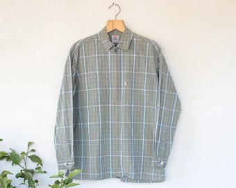 Vintage Levis Checked Green Coat/Over Shirt - Medium