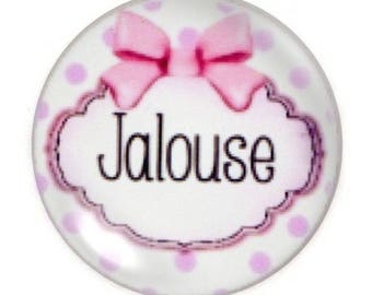 Set of 2 cabochon "Je suis" round glass 30mm
