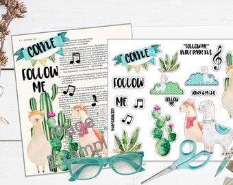 Printable Bible Journaling Page Kit - "Follow Me" - Complete kit for Bible Pages or Journals. Fits all Journaling Bibles.