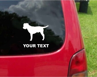 Set (2 Pieces) Border Terrier Dog Sticker Decals with custom text 20 Colors To Choose From. U.S.A Free Shipping