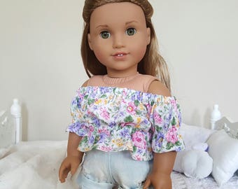 18 inch doll floral peasant blouse