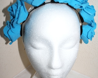 Flower Crown Headdress Blue Rose Headband Headpiece Azure Flowers Pretty