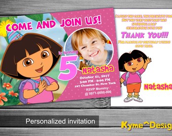 Printable invitation Dora the Explorer in PDF with Editable Texts, Dora the Explorer Invitation, edit and print yourself! Instant Download!