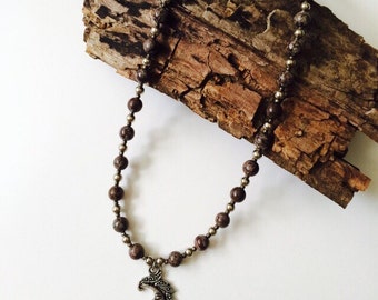 Half Moon & Chocolate Jasper Necklace.