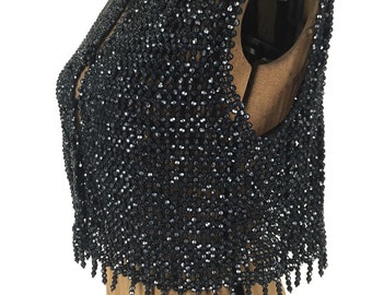 Vintage Black Beaded Top