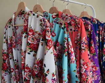 Bridal party gift, flower girl robes, bridal party robe, bridesmaid gift, Bridal Robe, Flower girl gift, cotton floral robe (R003)