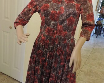 Vintage Patterned Day dress 1950's 1960's by Betty Hartford