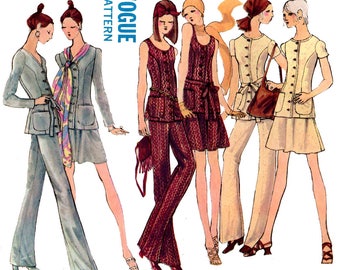 Vogue 7748 Womens 70s Capsule Wardrobe Top Skirt Pants & Jacket Vintage Sewing Pattern Size 10 Bust 32 1/2 inches